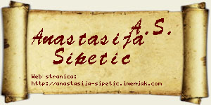 Anastasija Šipetić vizit kartica